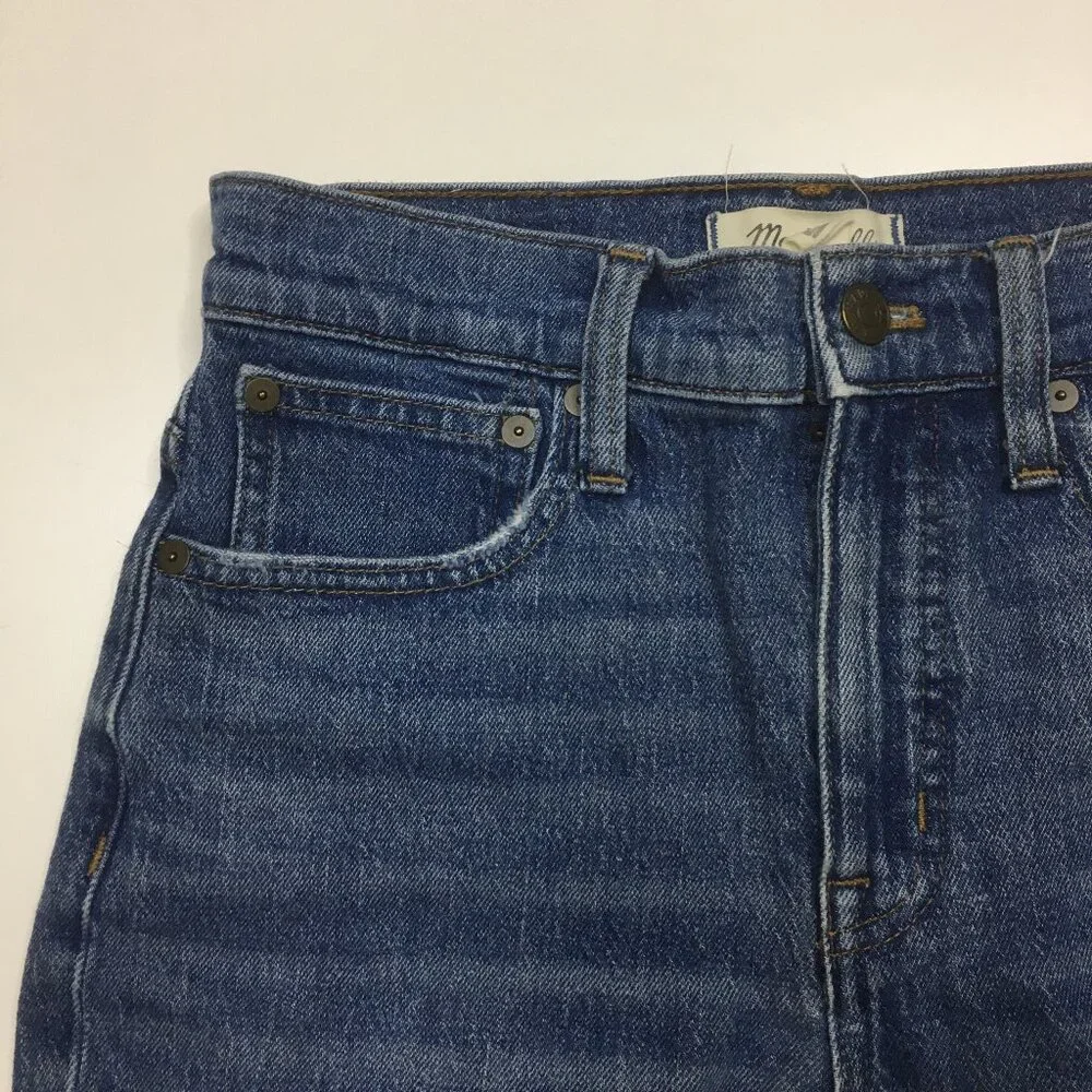 MADEWELL Petite Medium/Light Wash 5 Pocket Classic Straight Cropped Jeans - Picture 6 of 11